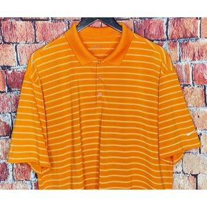 Nike Golf Fit Dry Men’s Striped XL Orange Short Sleeve Stretch Polo Shirt